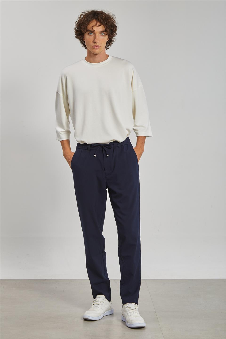 Beli Lastikli Jogger Erkek Pantolon - Lacivert