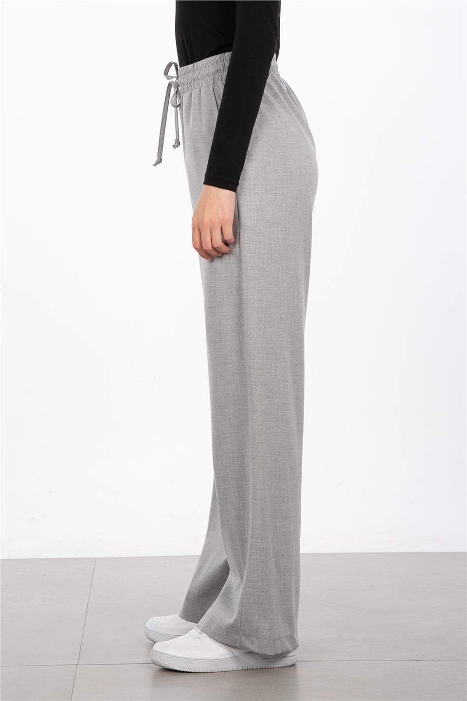 Beli lastikli pantolon-8365-1 A.Gri