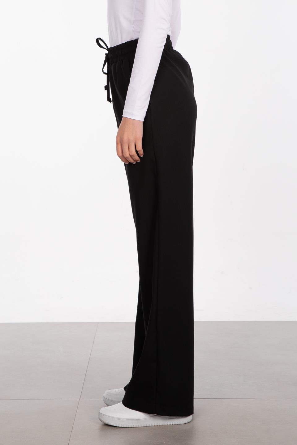 Beli lastikli pantolon-8365-1 Siyah