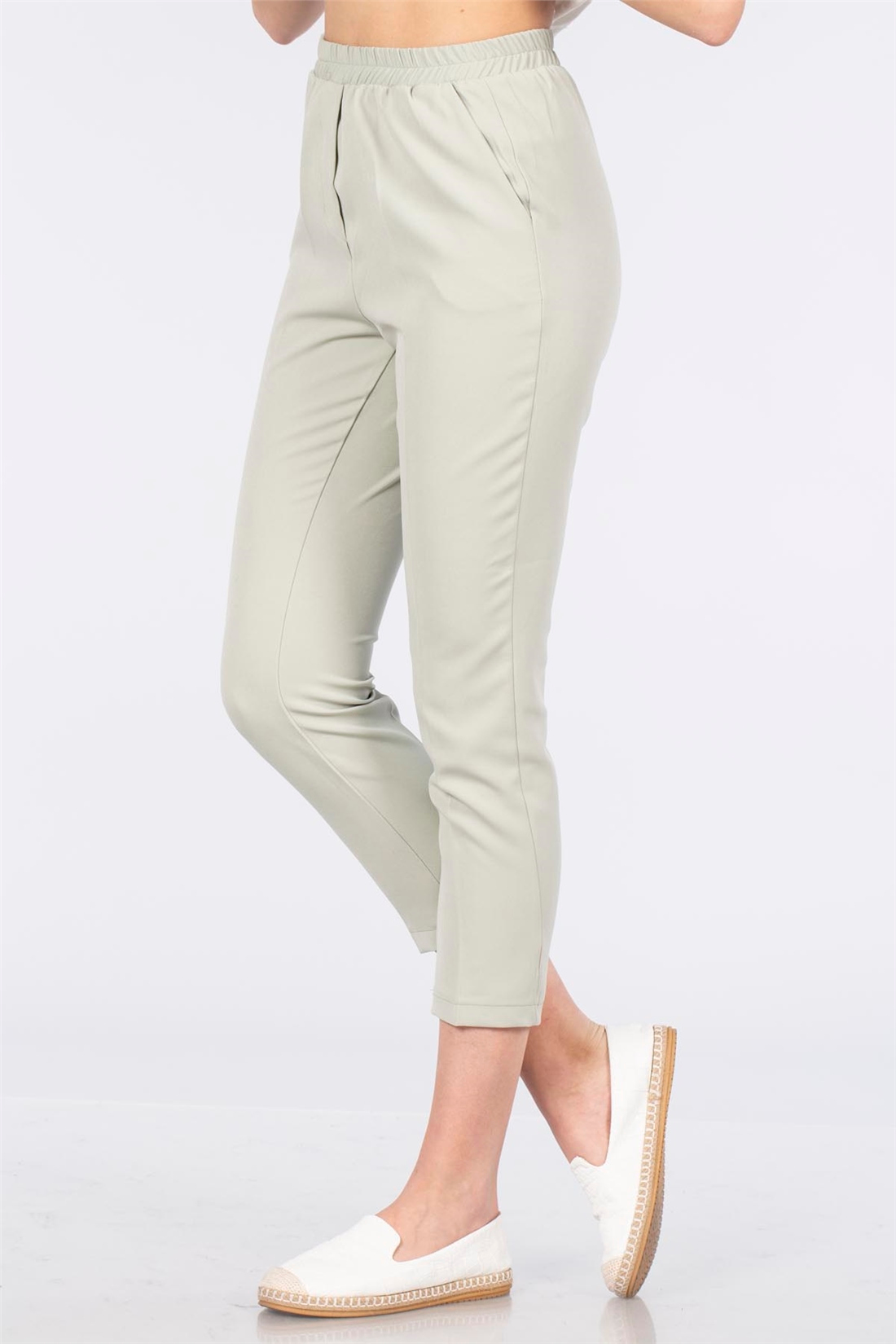 Beli Lastikli Pantolon-Mint