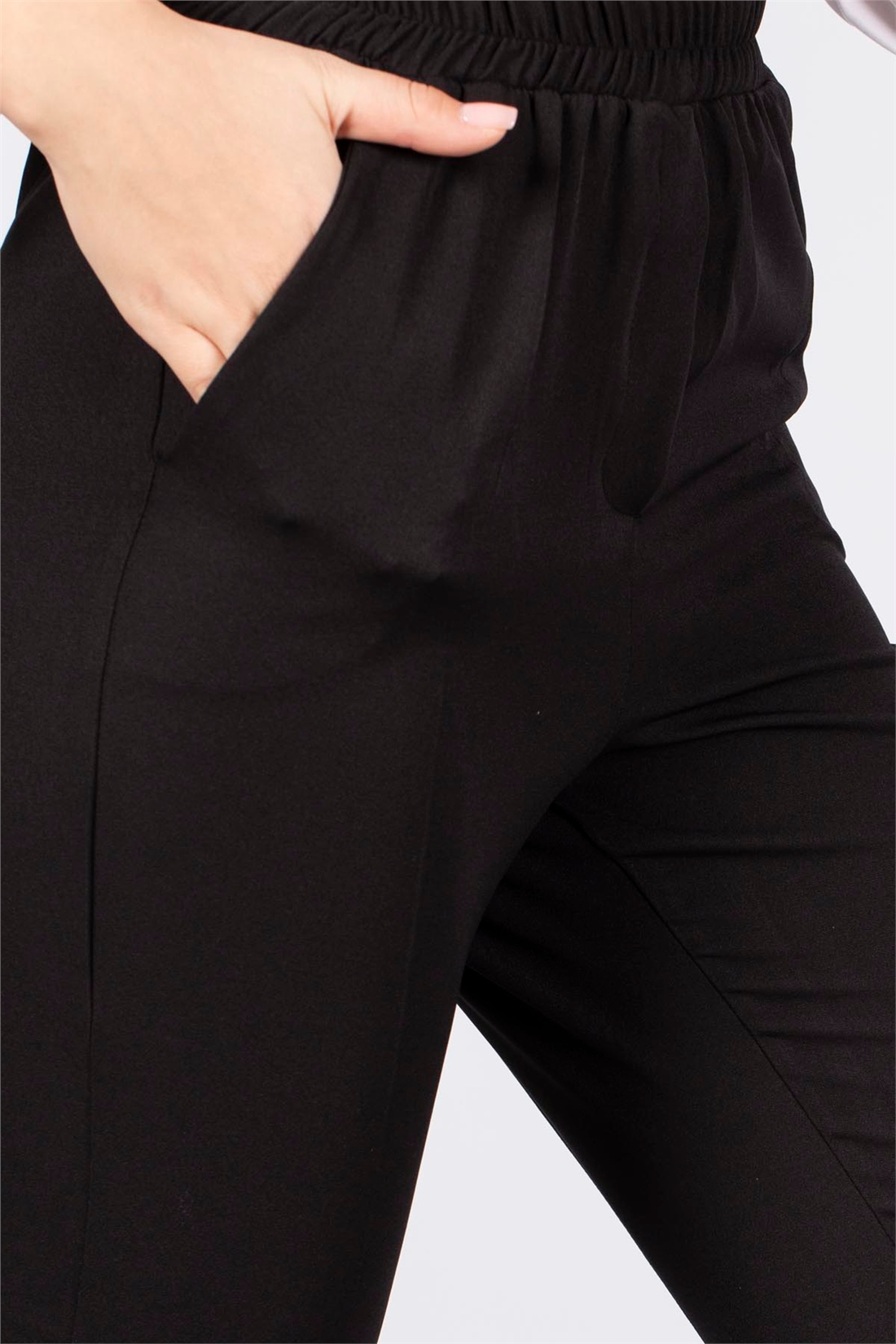 Beli Lastikli Pantolon-Siyah