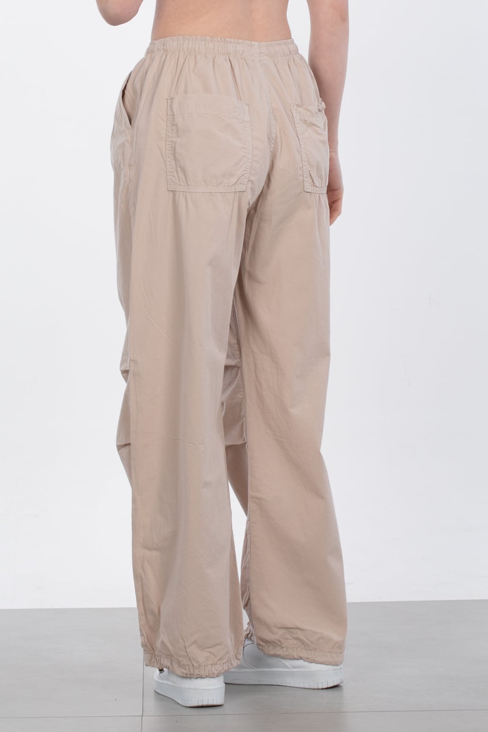 Beli ve paçası ipli salaş pantolon-1010 Taş