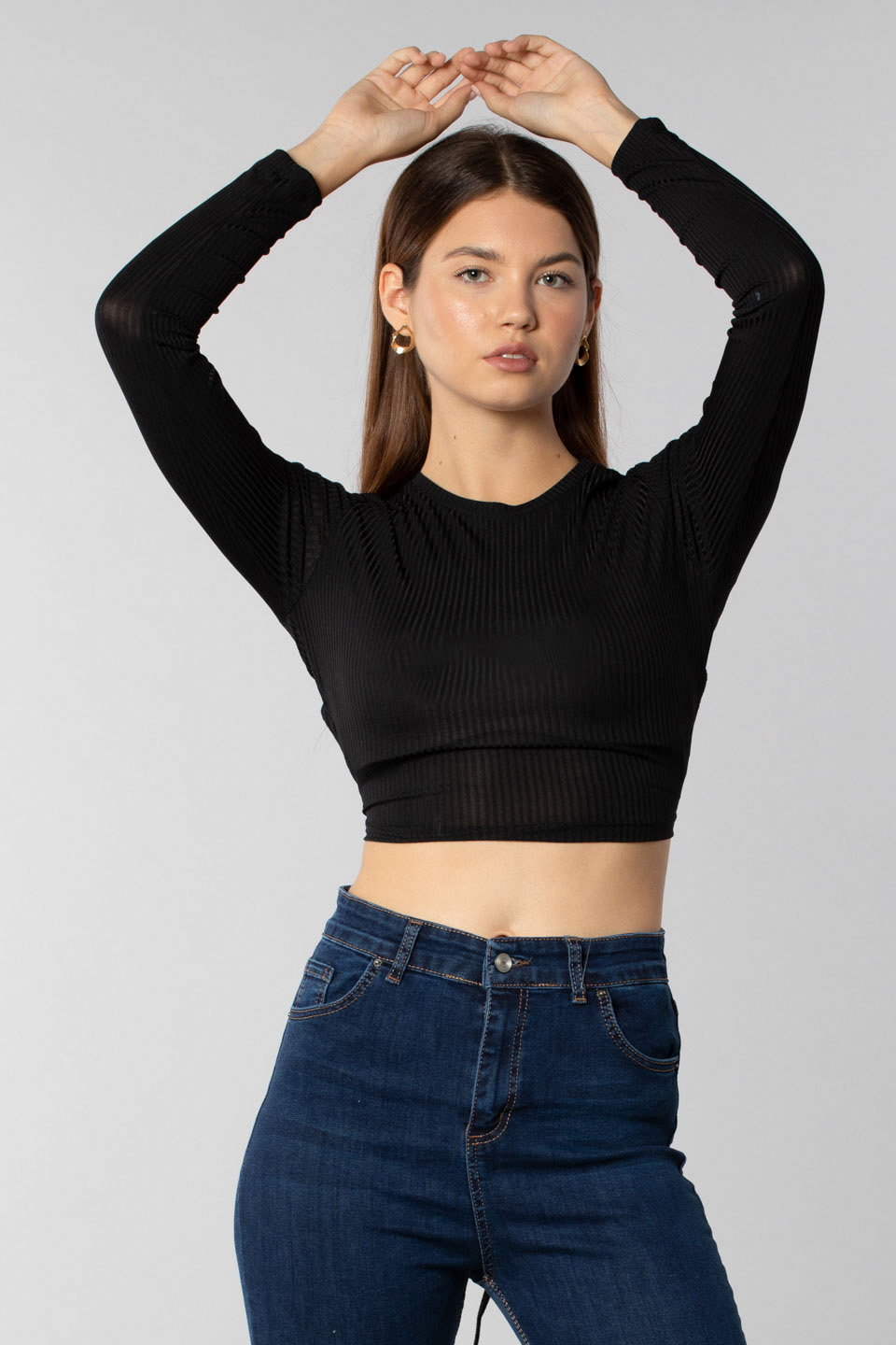 Bisiklet yaka arkası bağlamalı body-7356 Siyah