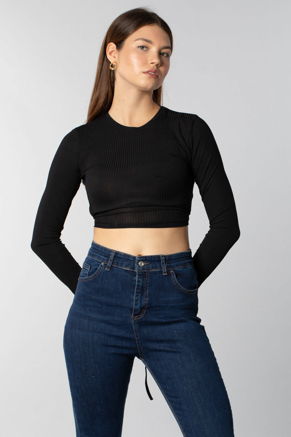 Bisiklet yaka arkası bağlamalı body-7356 Siyah