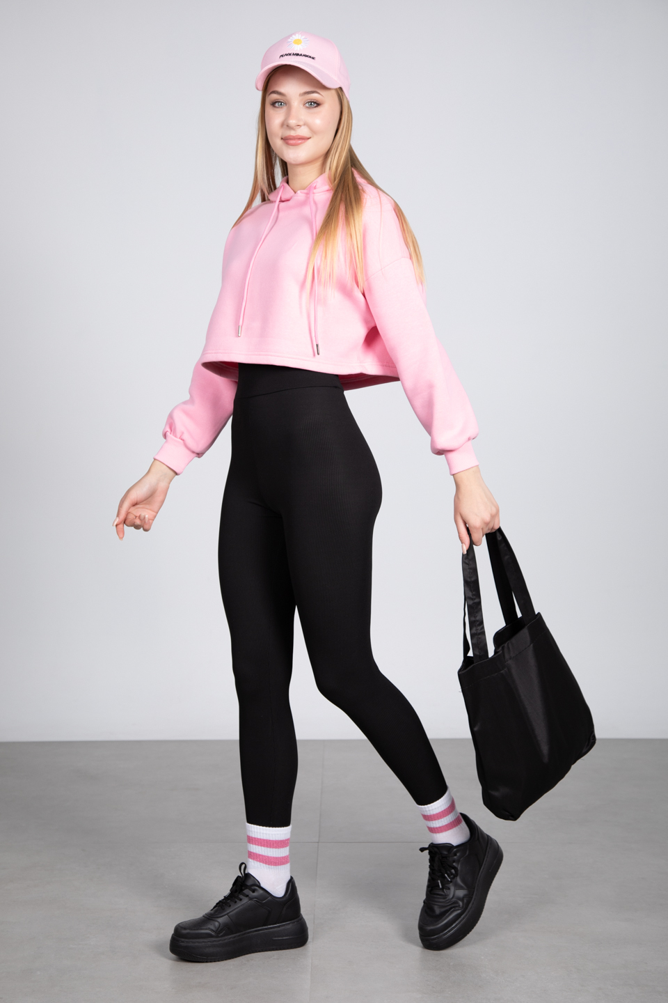 Bisiklet yaka basıc sweatshirt-DVN0505 Pembe