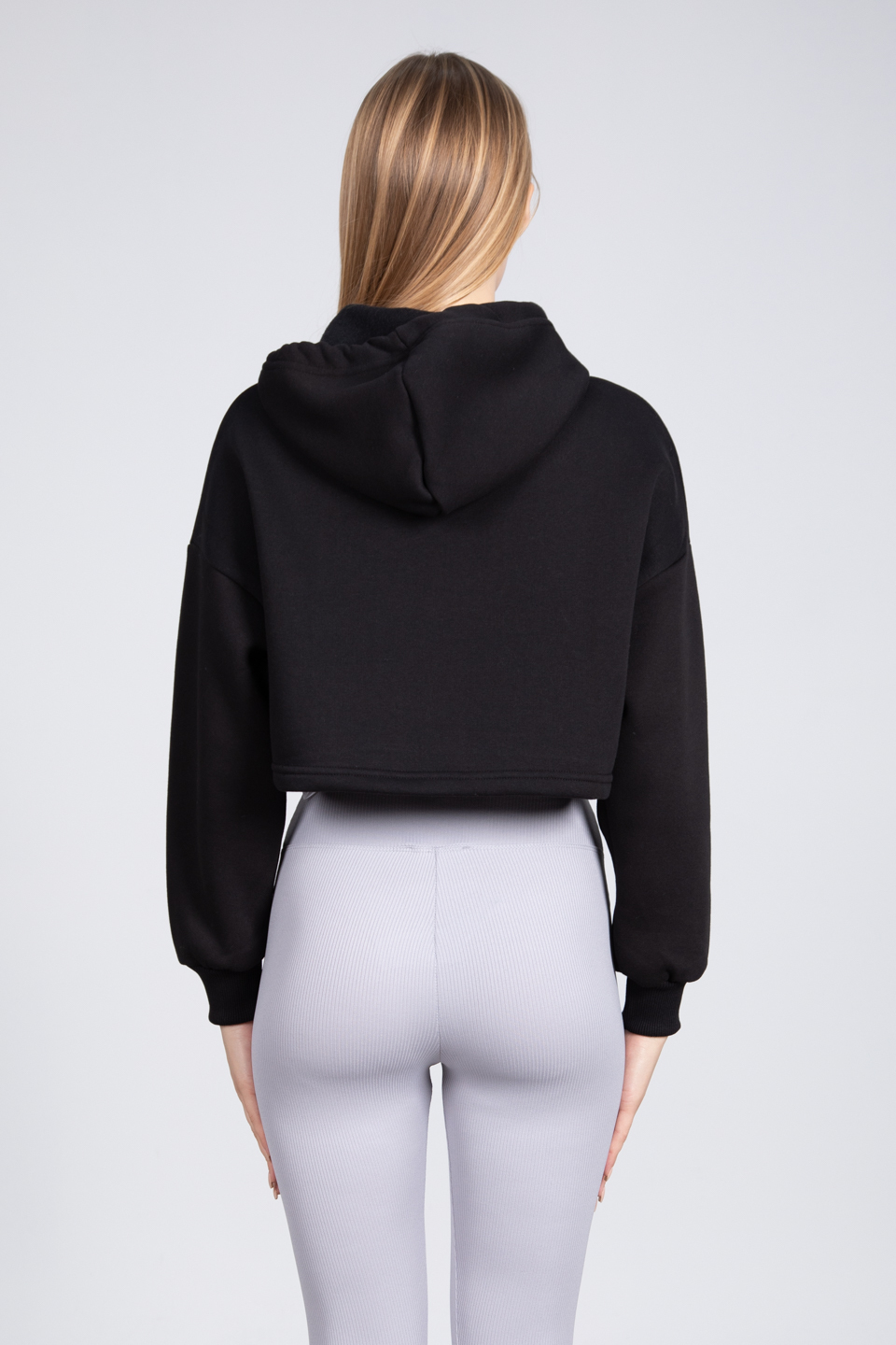 Bisiklet yaka basıc sweatshirt-DVN0505 Siyah