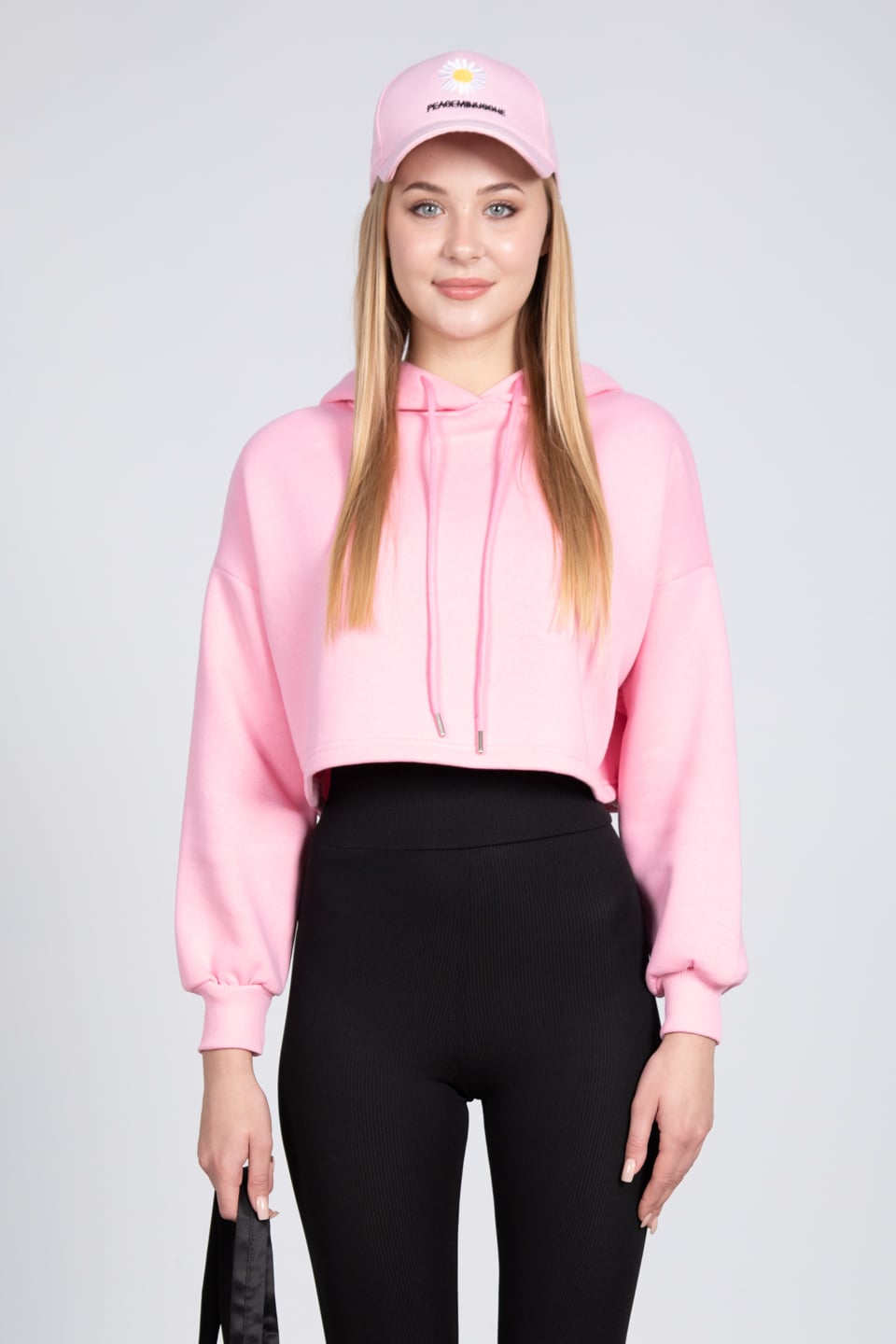Bisiklet yaka basıc sweatshirt-DVN0505 Pembe