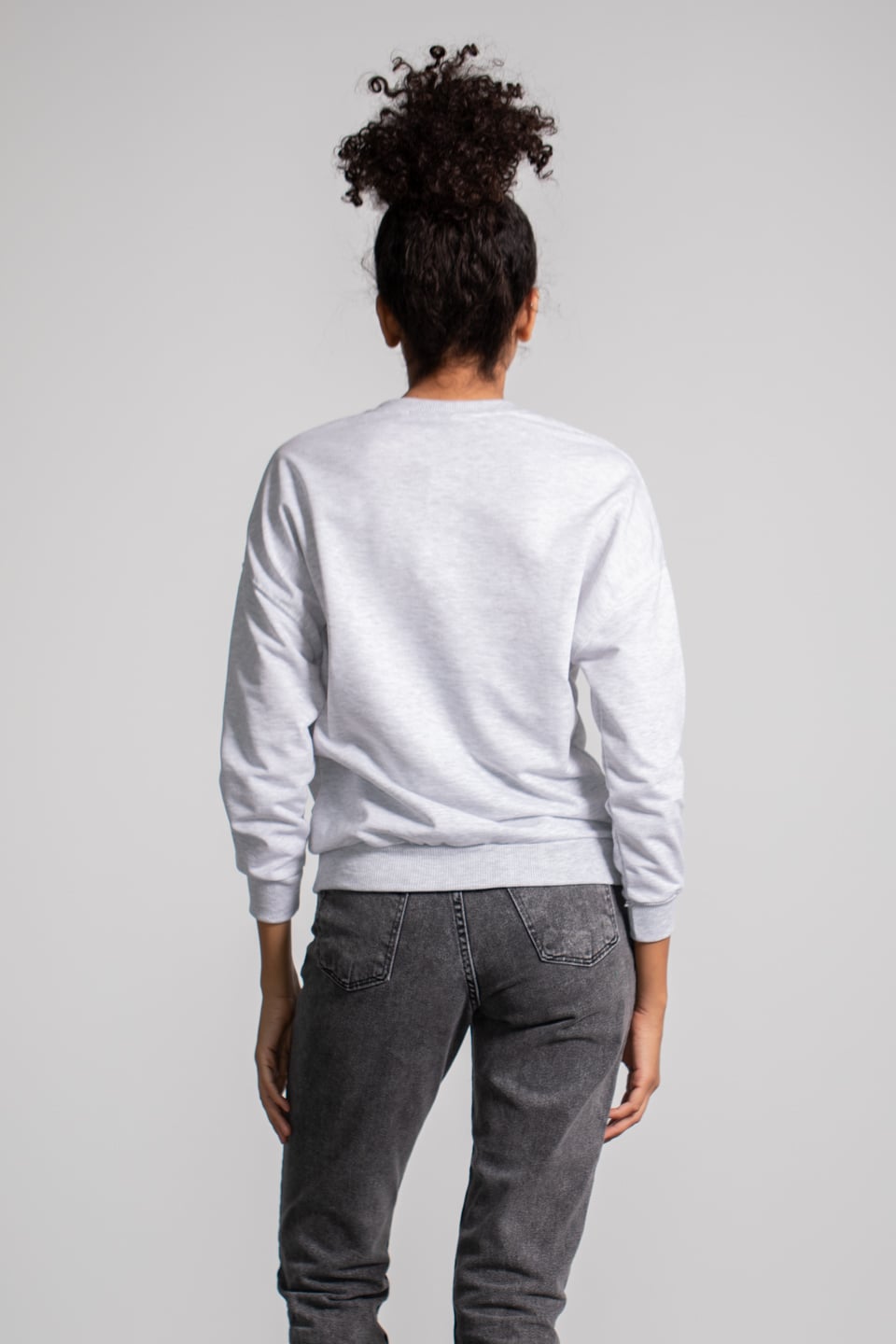 Bisiklet Yaka Baskılı Sweatshirt - Gri