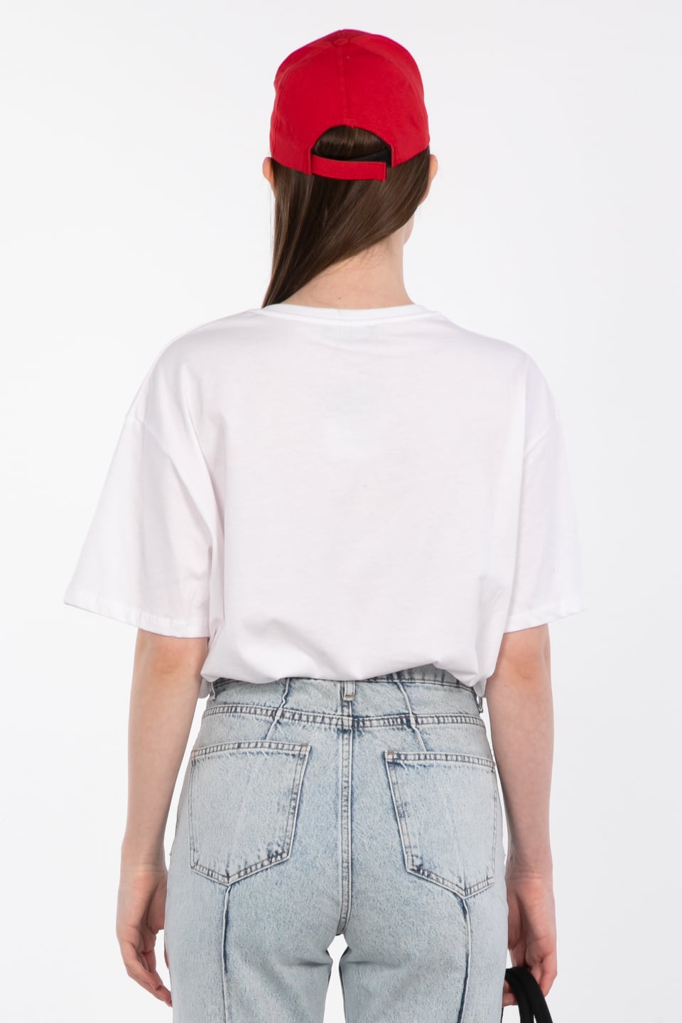 Bisiklet yaka baskılı t-shirt-DVN0979 Ekru