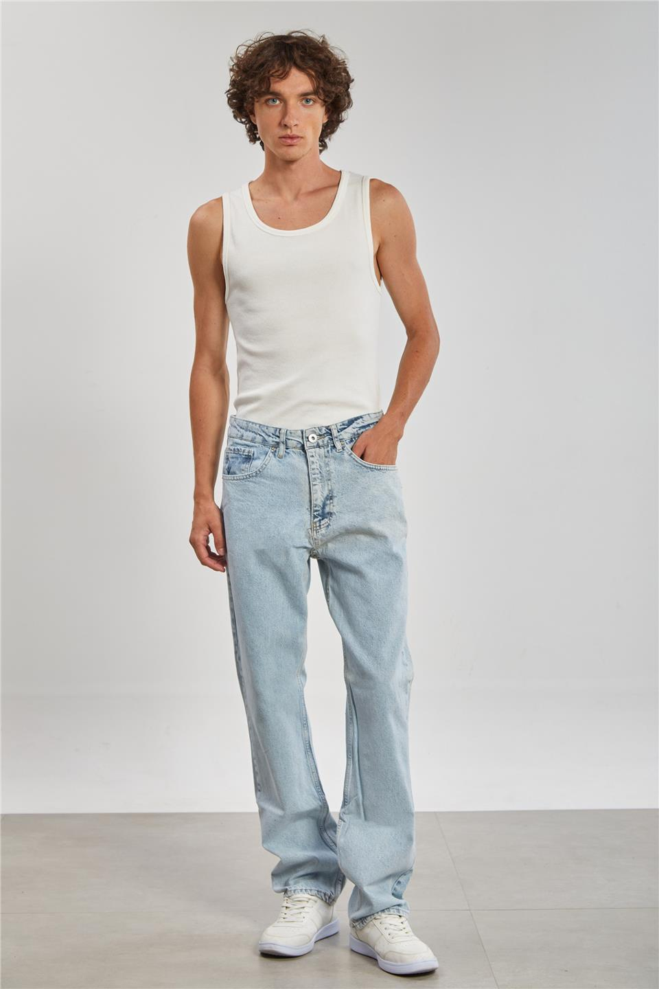 Bisiklet Yaka Erkek Atlet - Beyaz