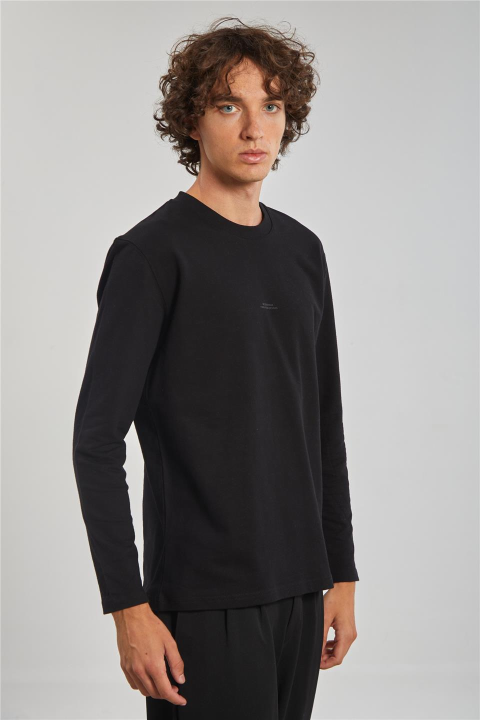 Bisiklet Yaka Erkek Sweat - Siyah