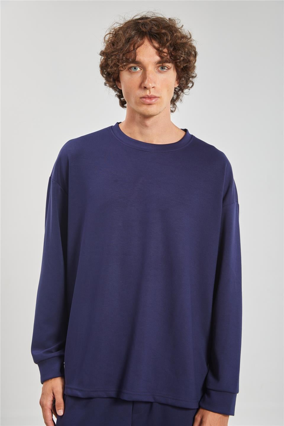 Bisiklet Yaka Erkek Sweatshirt - Lacivert