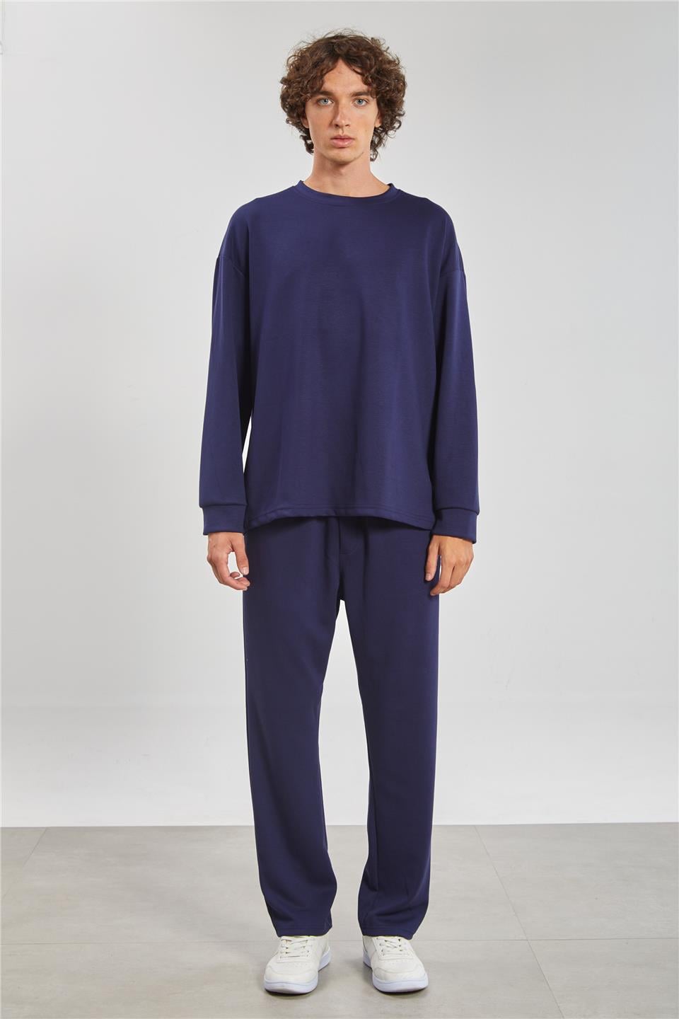 Bisiklet Yaka Erkek Sweatshirt - Lacivert