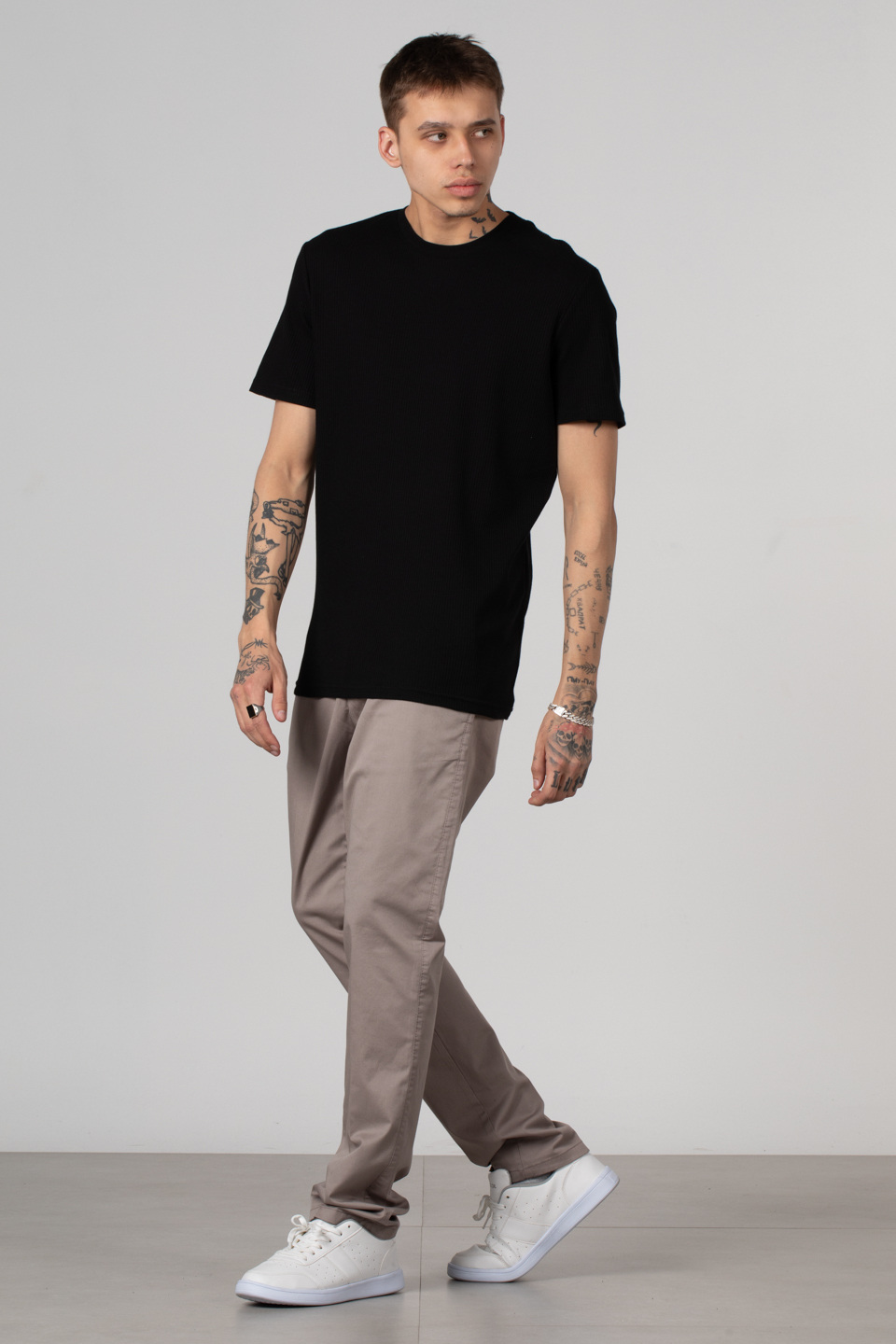 Bisiklet yaka interlok t-shirt-2407 Siyah