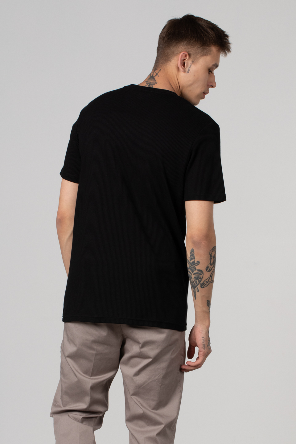Bisiklet yaka interlok t-shirt-2407 Siyah