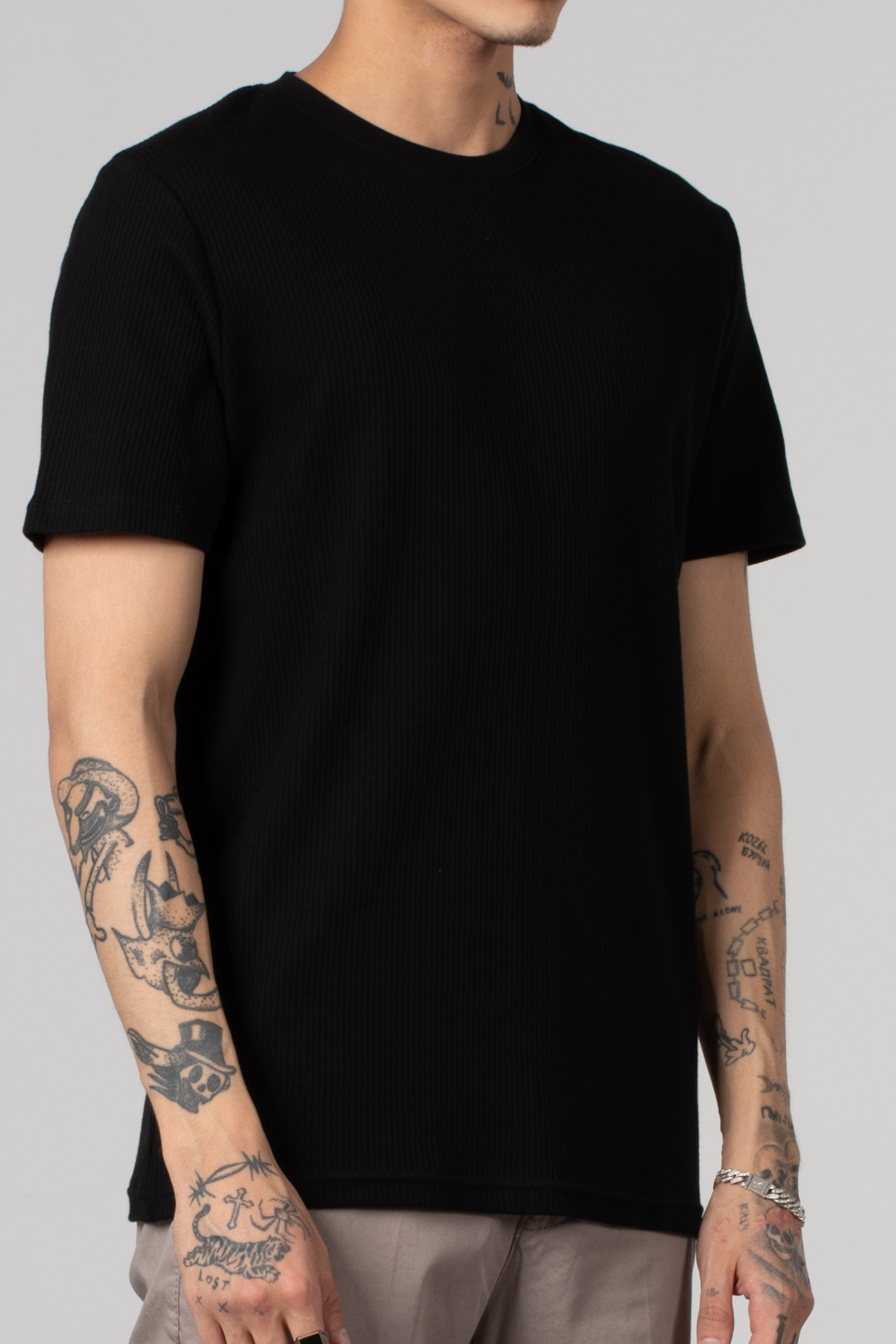 Bisiklet yaka interlok t-shirt-2407 Siyah