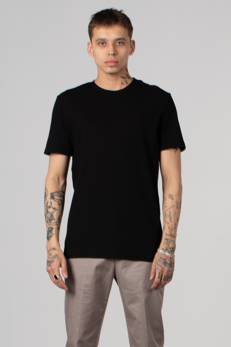Bisiklet yaka interlok t-shirt-2407 Siyah