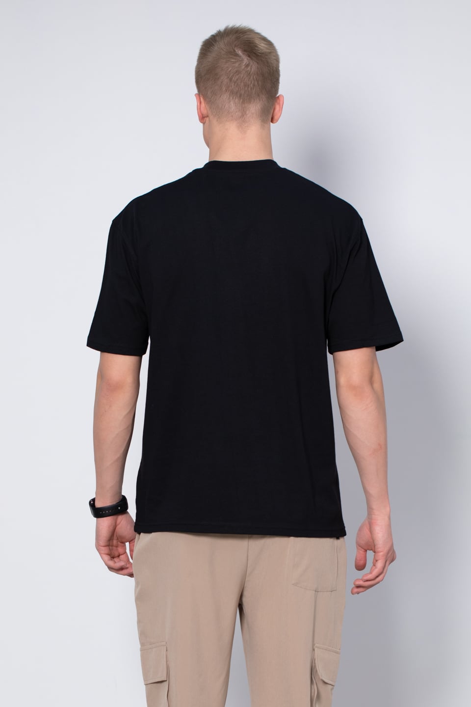Bisiklet yaka ön yazılı t-shirt-2702 Siyah