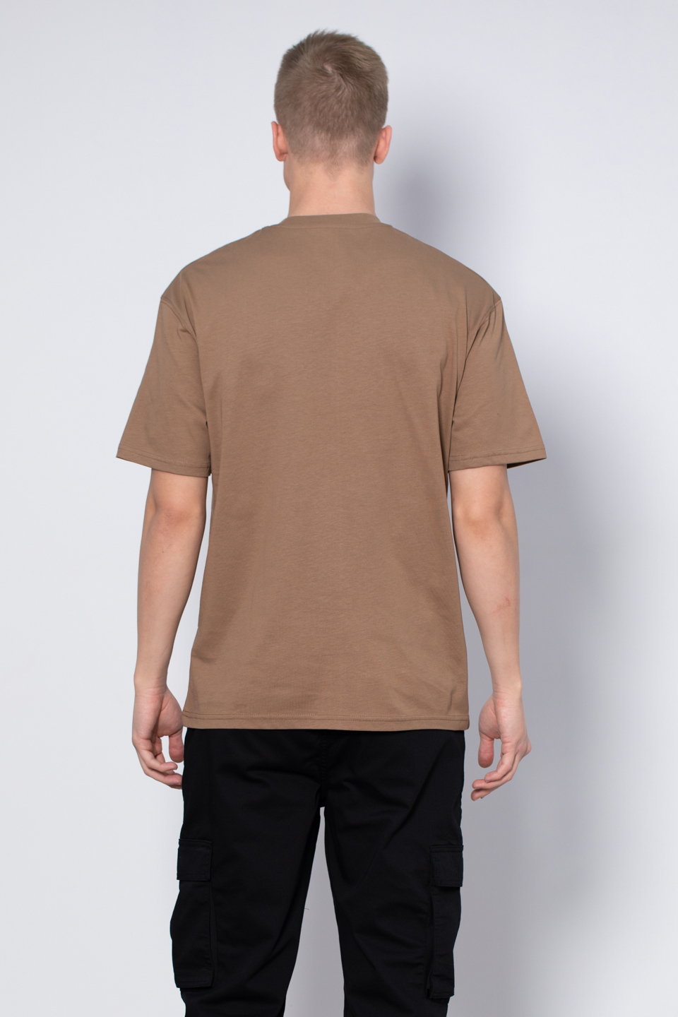 Bisiklet yaka ön yazılı t-shirt-2702 Toprak