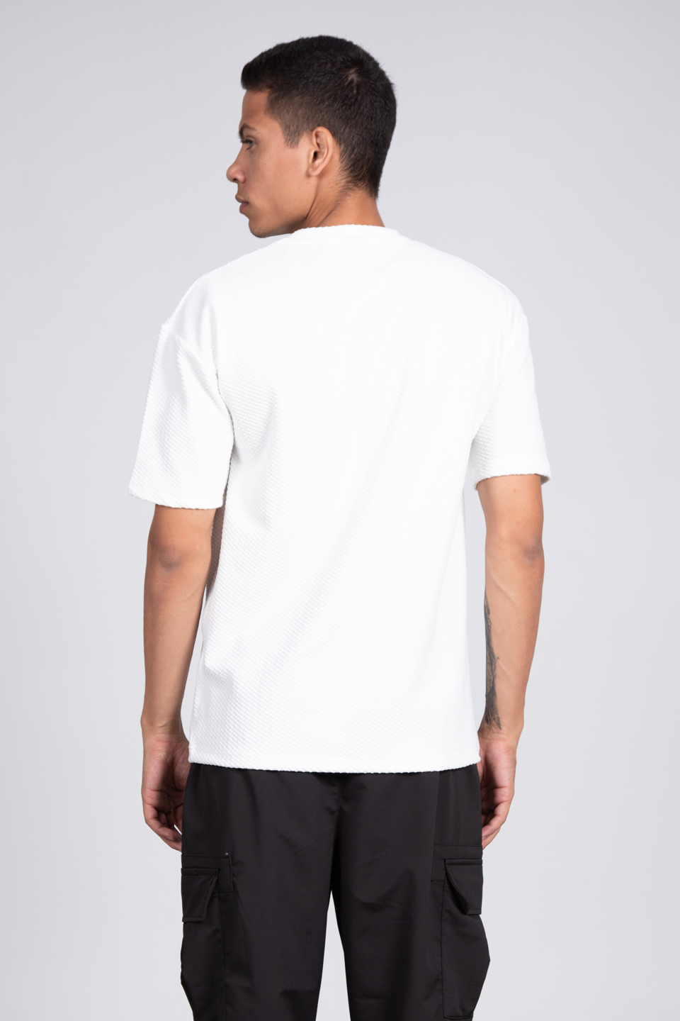 Bisiklet yaka oversize t-shirt-8048 Ekru
