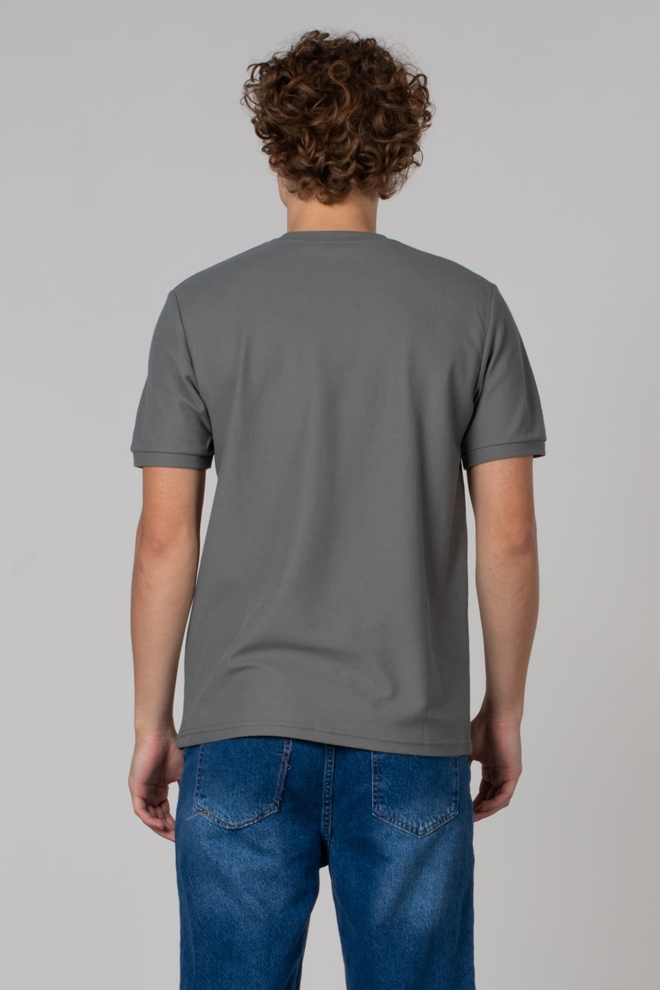 Bisiklet yaka pike t-shirt-2387 A.Haki