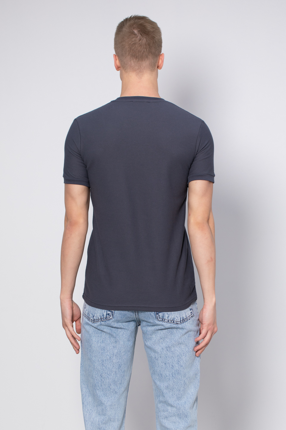 Bisiklet yaka pike t-shirt-2387 Antrasit