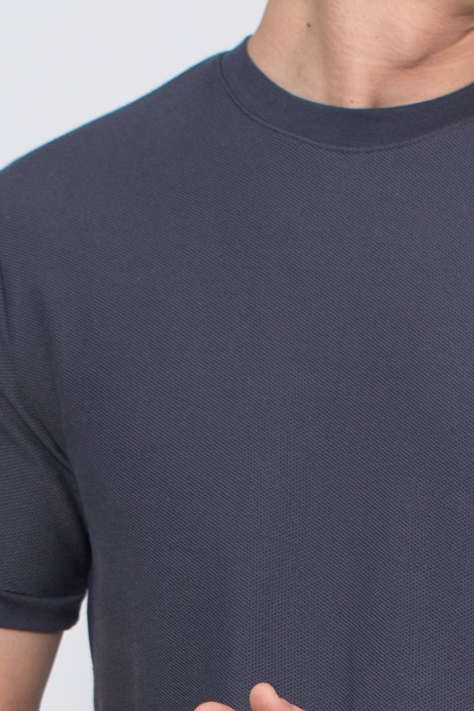 Bisiklet yaka pike t-shirt-2387 Antrasit