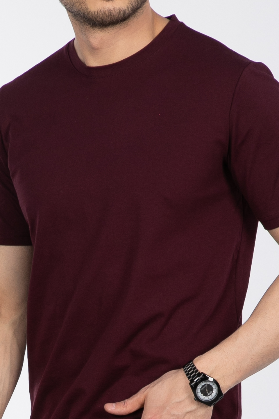 Bisiklet Yaka Regular Fit T-Shirt - Vişne