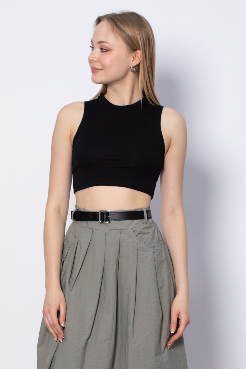 Bisiklet yaka sıfır kol body-3501 Siyah