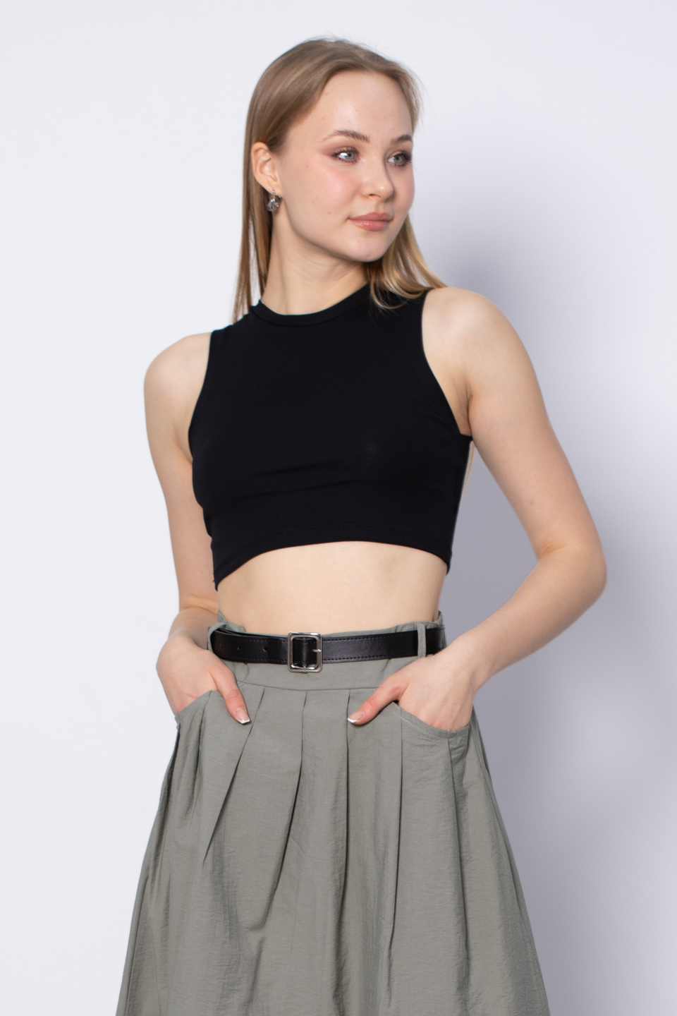 Bisiklet yaka sıfır kol body-3501 Siyah