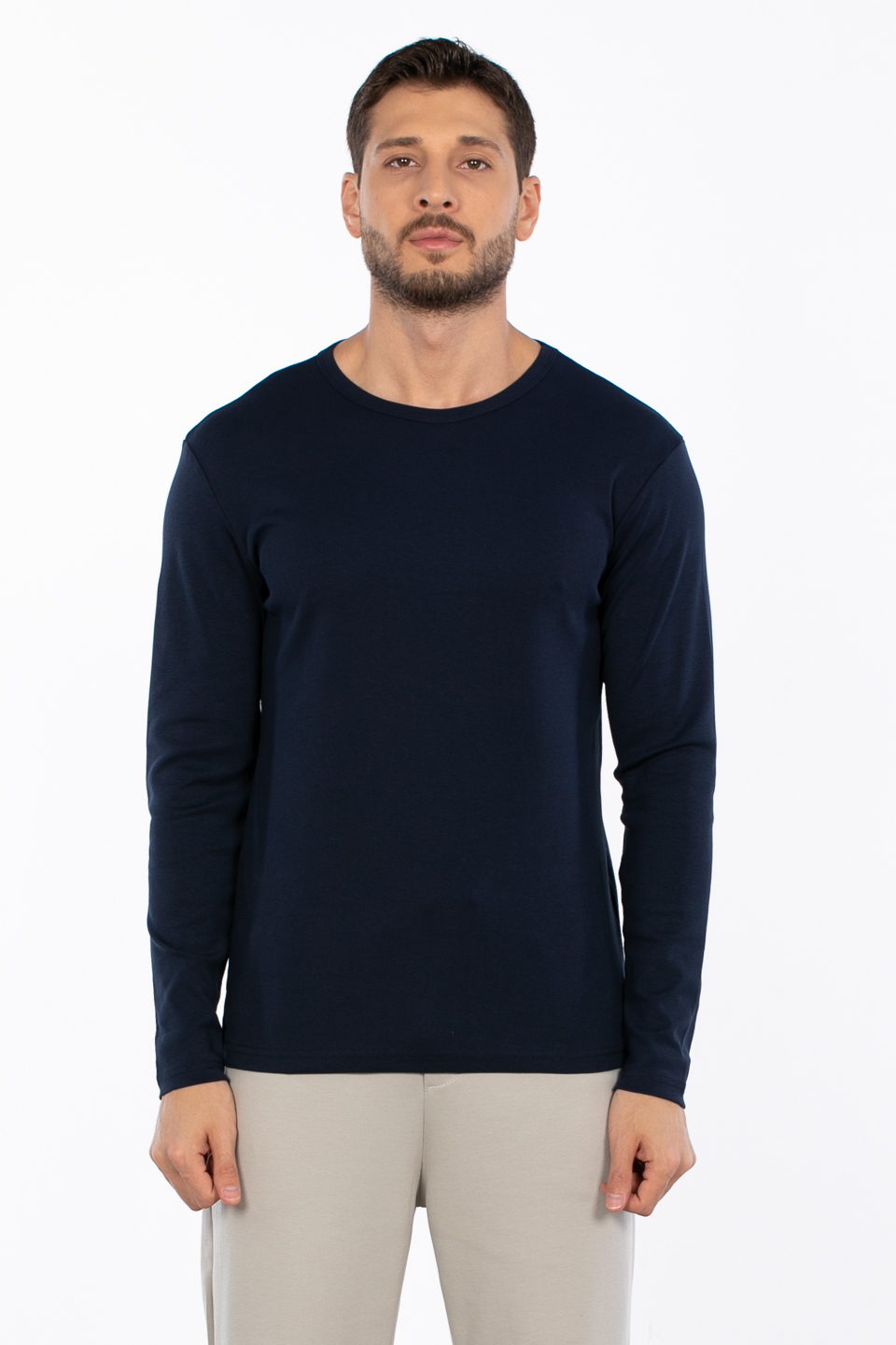 Bisiklet yaka sweatshirt-5074-1 İndigo