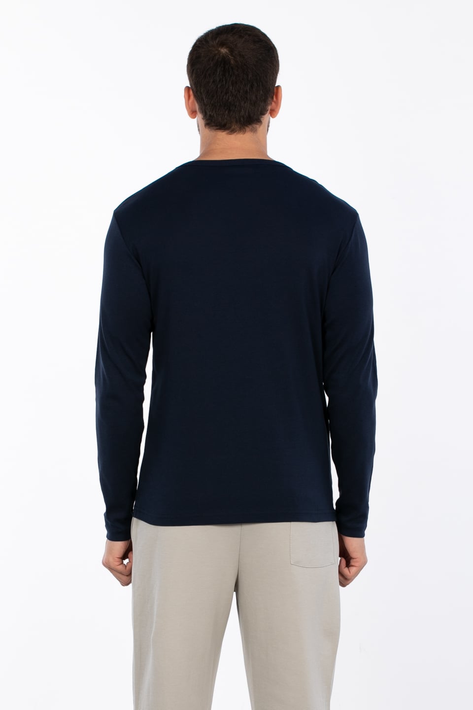 Bisiklet yaka sweatshirt-5074-1 İndigo