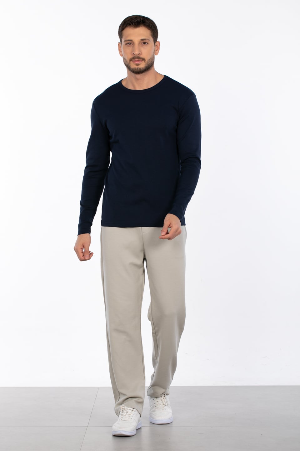 Bisiklet yaka sweatshirt-5074-1 İndigo