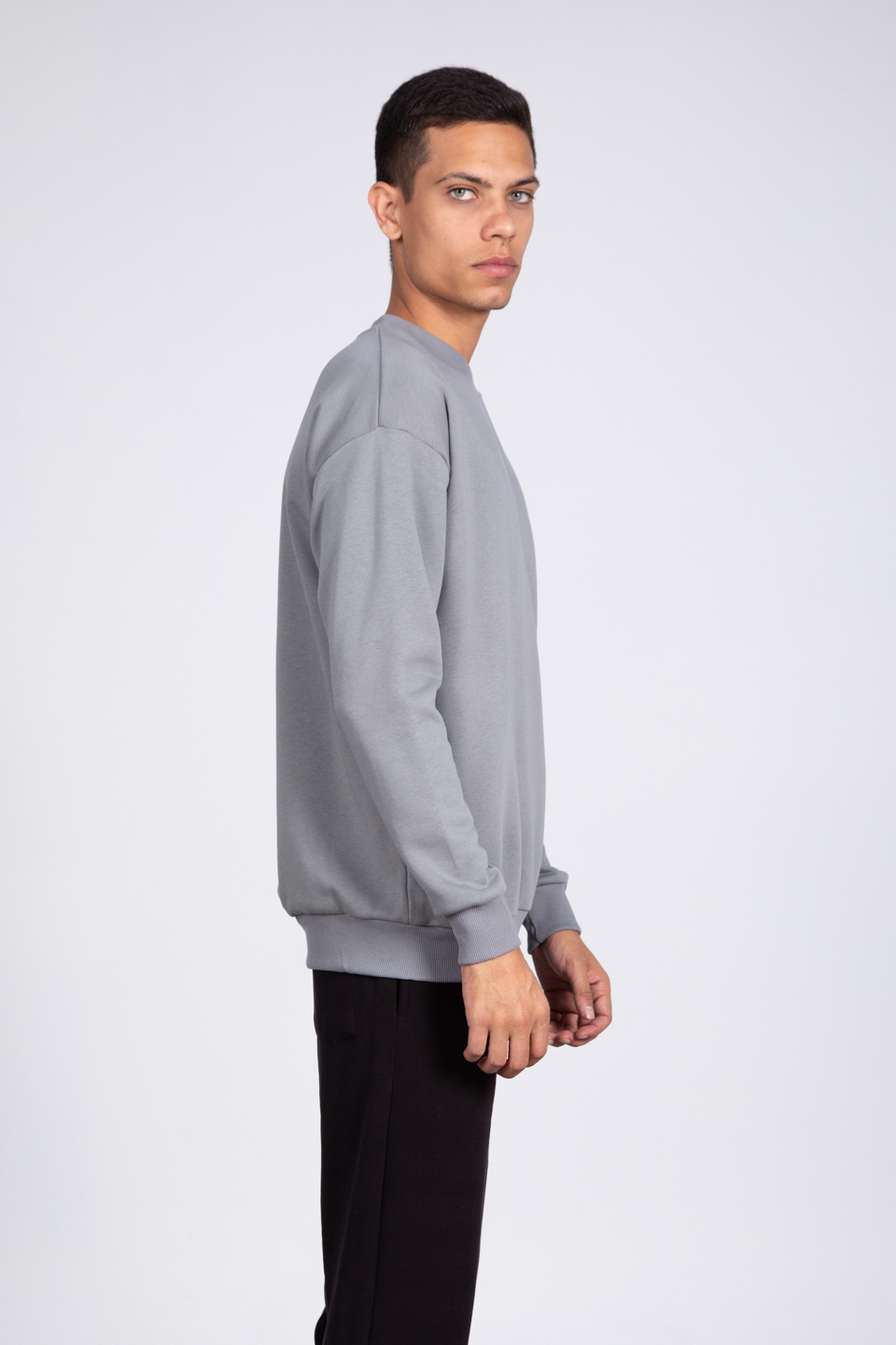 Bisiklet yaka sweatshirt-5461 A.Haki