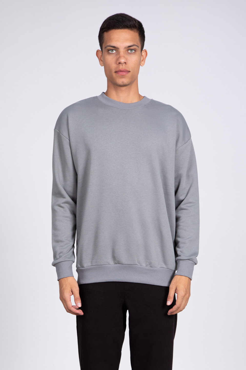 Bisiklet yaka sweatshirt-5461 A.Haki