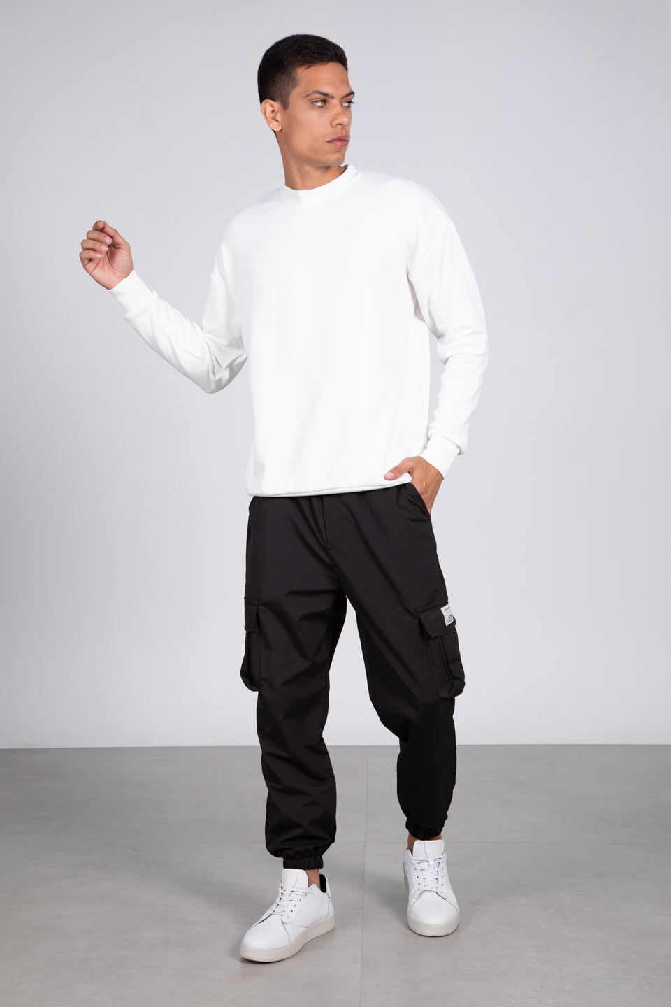 Bisiklet yaka sweatshirt-5461 Ekru
