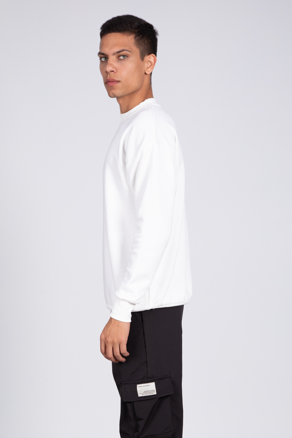 Bisiklet yaka sweatshirt-5461 Ekru
