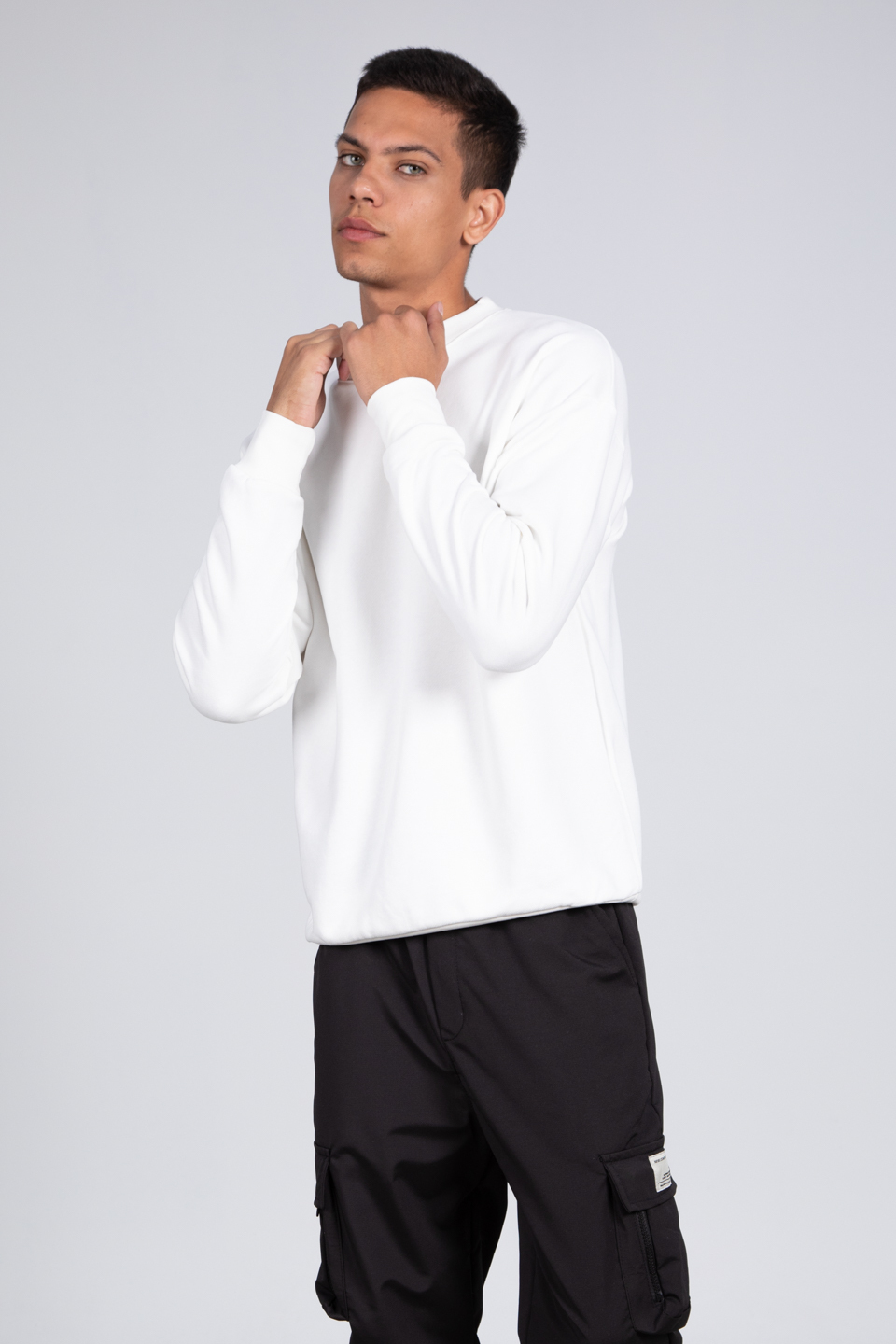 Bisiklet yaka sweatshirt-5461 Ekru