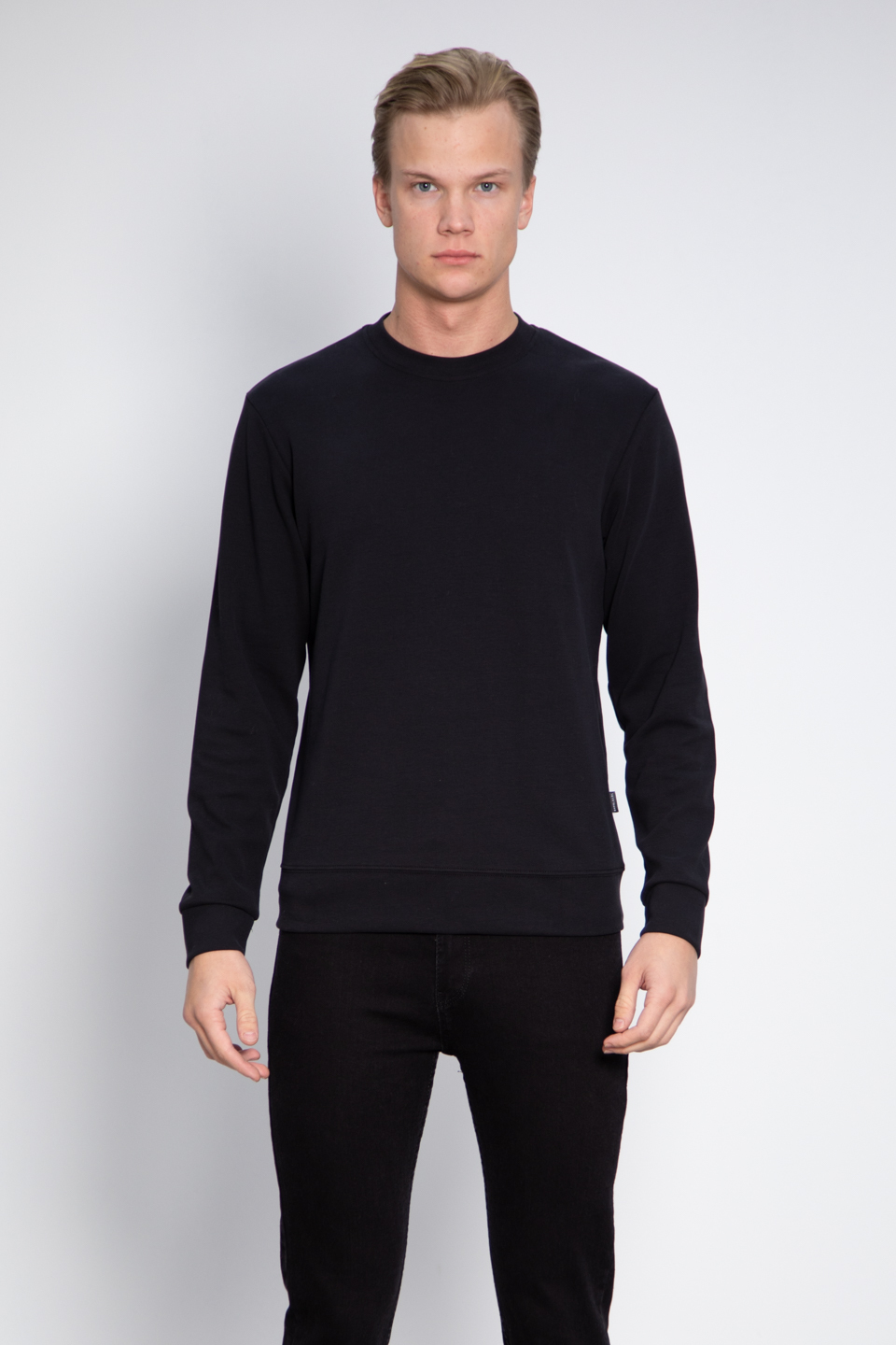 Bisiklet yaka sweatshirt-9047 Siyah