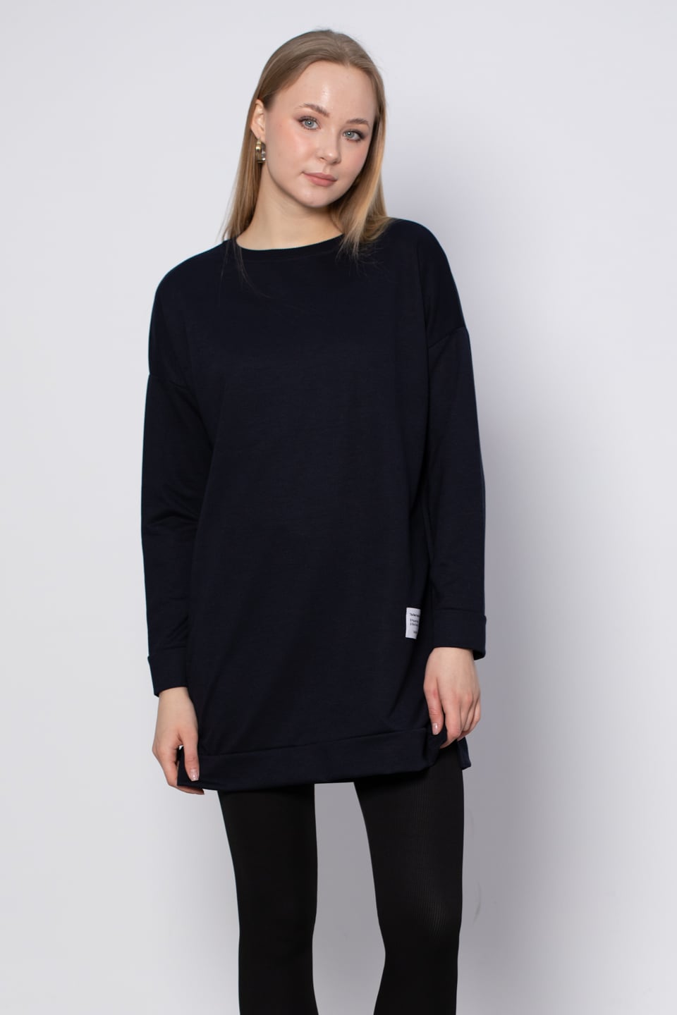 Bisiklet yaka sweatshirt-DVN0148 Lacivert