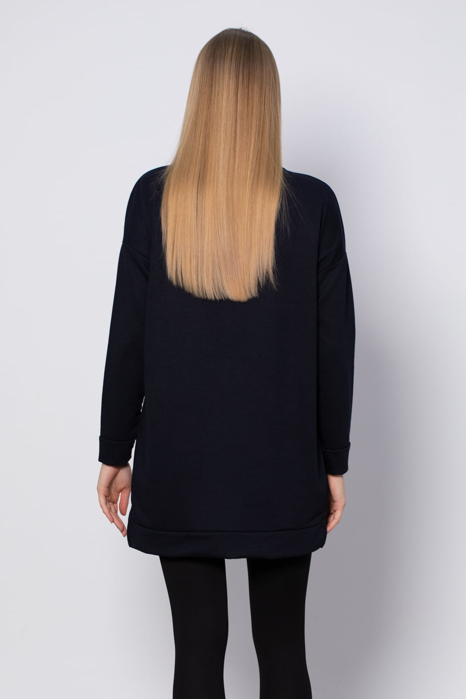 Bisiklet yaka sweatshirt-DVN0148 Lacivert