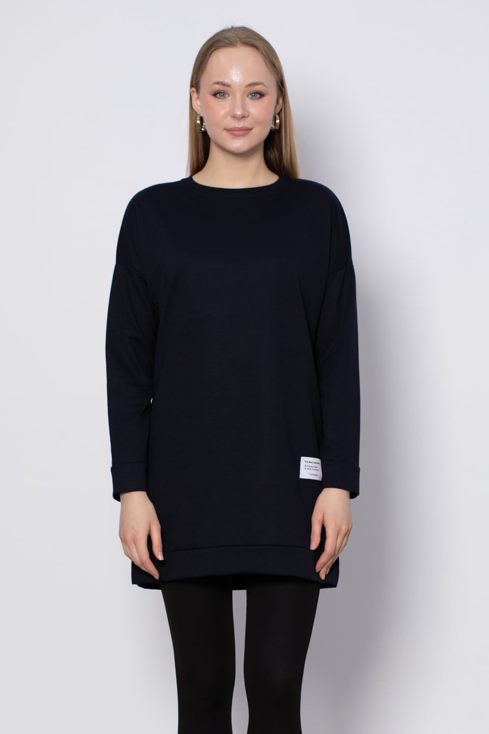 Bisiklet yaka sweatshirt-DVN0148 Lacivert