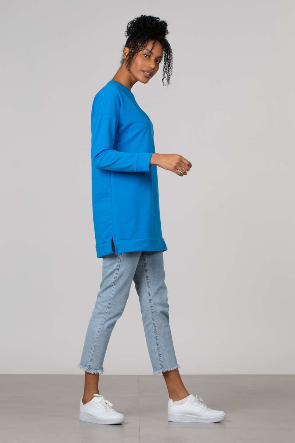 Bisiklet yaka sweatshirt-DVN0148 Saks