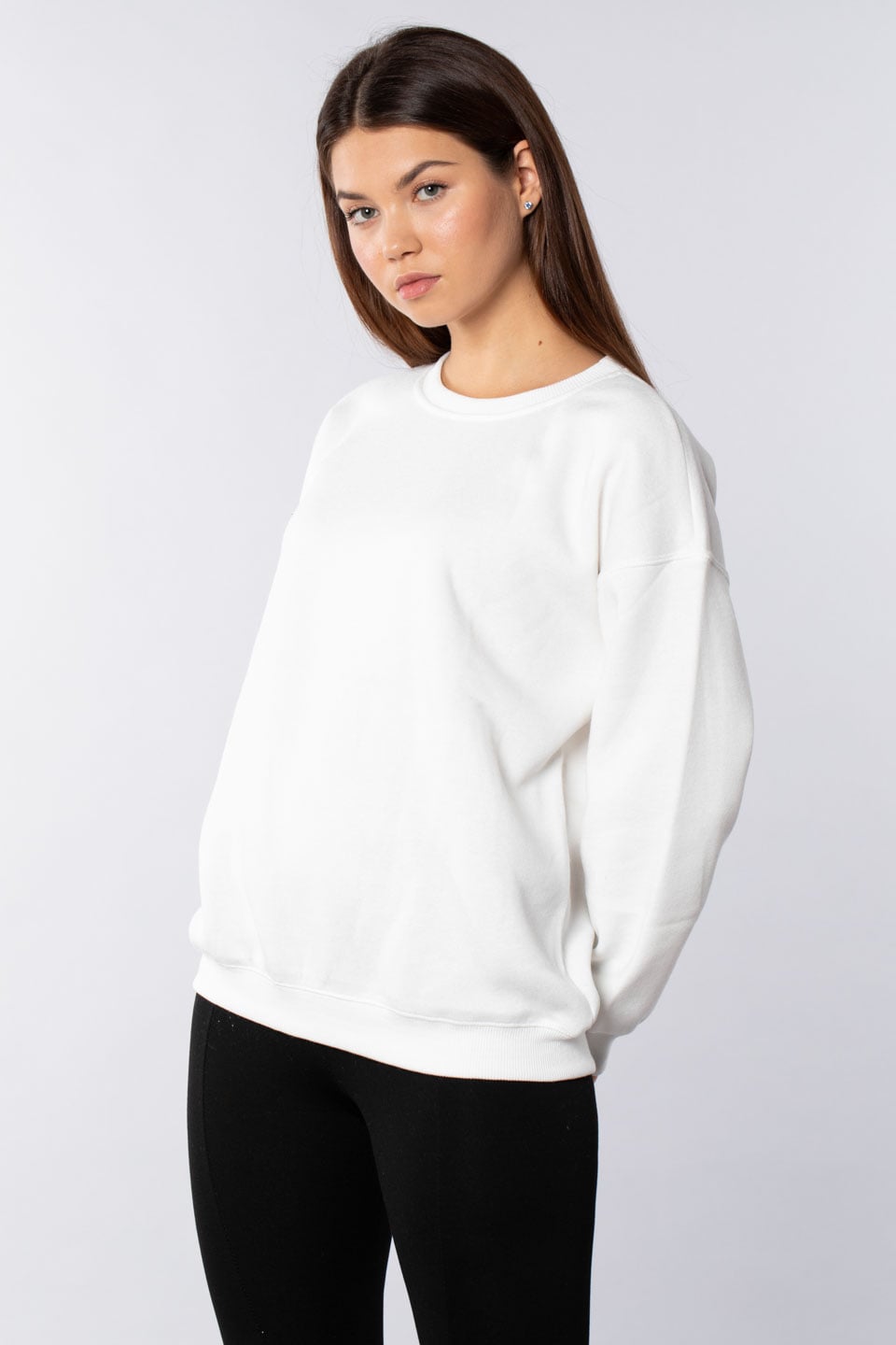 Bisiklet Yaka Sweatshirt-Ekru