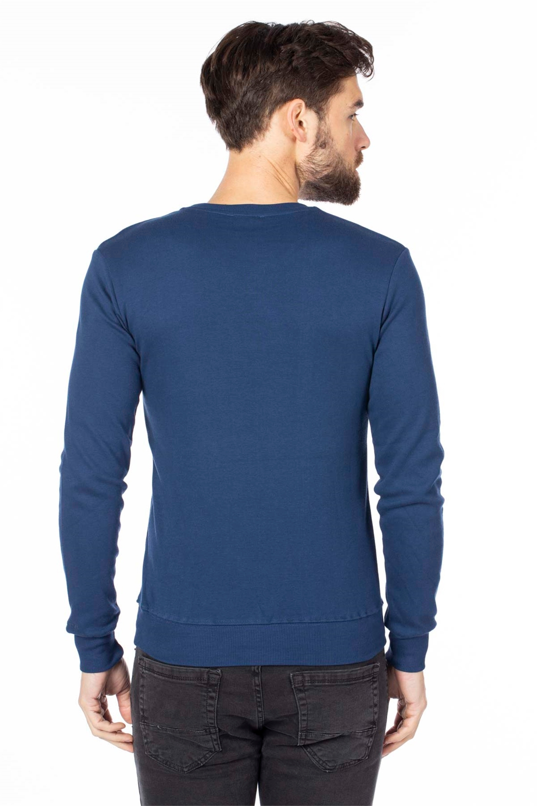 Bisiklet Yaka Sweatshirt-İndigo
