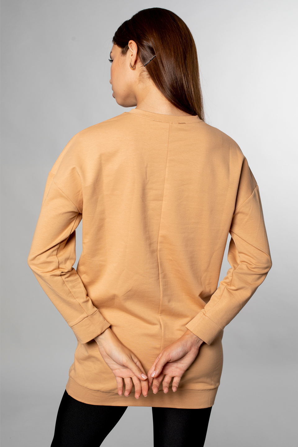 Bisiklet Yaka Tunik Sweatshirt-Bisküvi