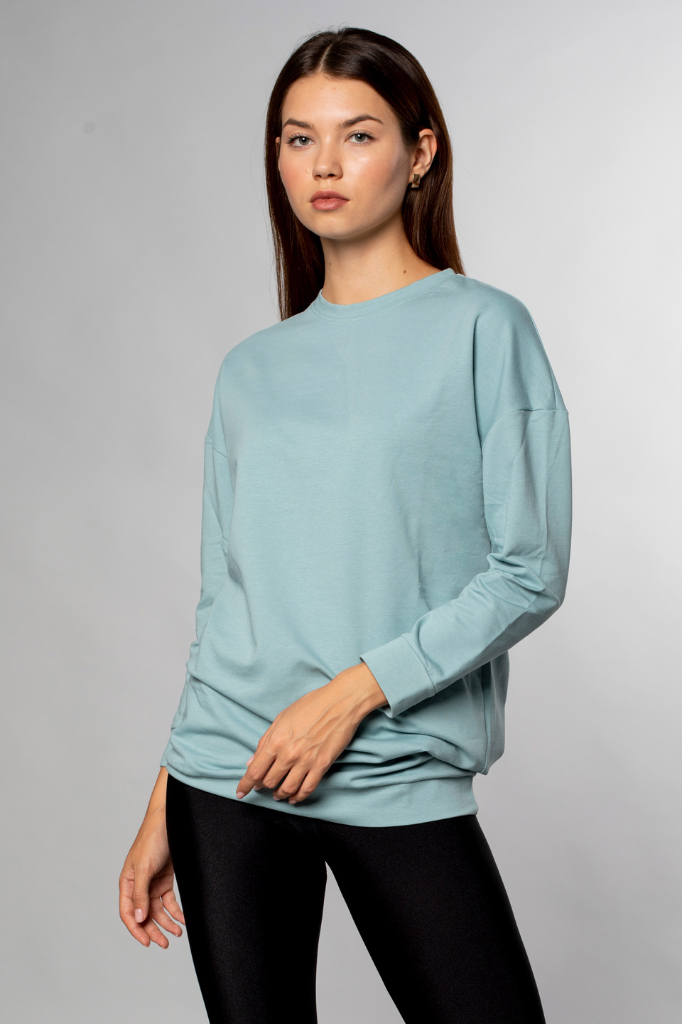 Bisiklet Yaka Tunik Sweatshirt-Mint