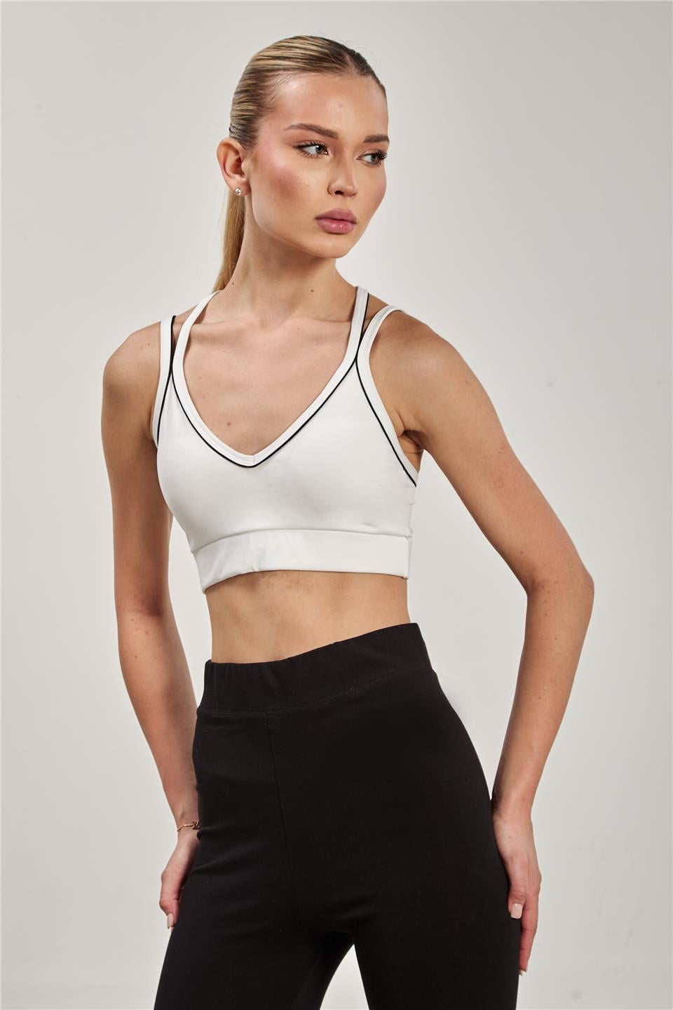 Biyeli sırtı çapraz askılı büstiyer-1003 Beyaz