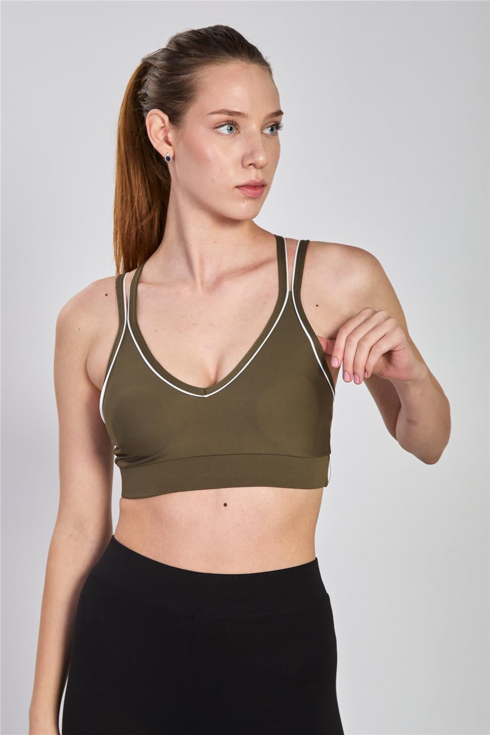 Biyeli sırtı çapraz askılı büstiyer-1003 Haki