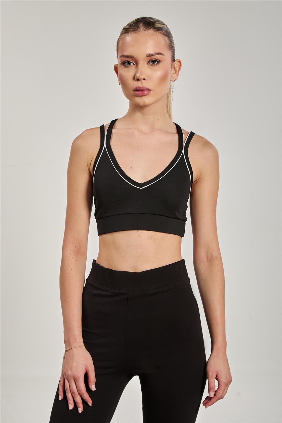 Biyeli sırtı çapraz askılı büstiyer-1003 Siyah